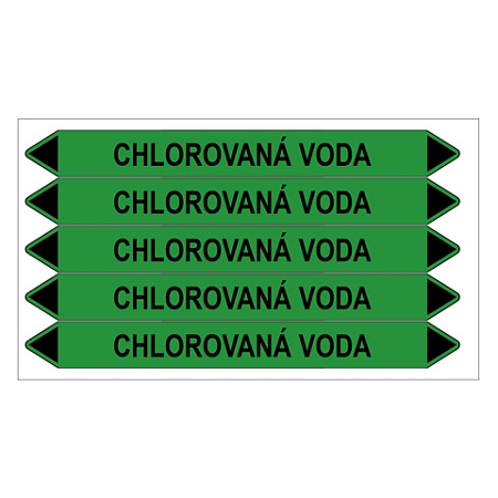 Značení potrubí, chlorovaná voda,5 ks, 150 × 12 mm